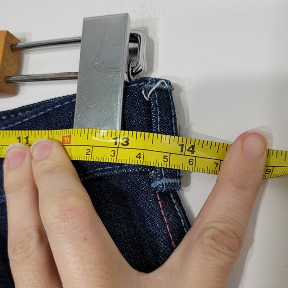 JTF Vintage Blue Dark Wash Denim 90s Jean Skirt Cotton Blend Pockets Belt Loops - Picture 12 of 13